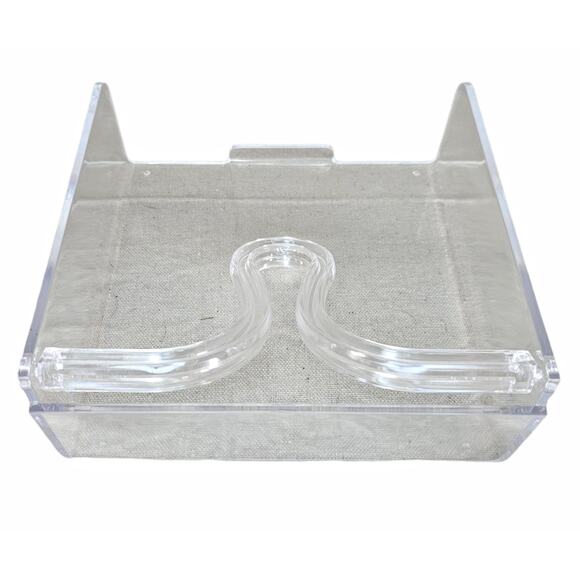 Vintage Clear Lucite Plastic Napkin Holder Butler Mod Retro 7" x 7" NIB USA Made - Picture 4 of 10
